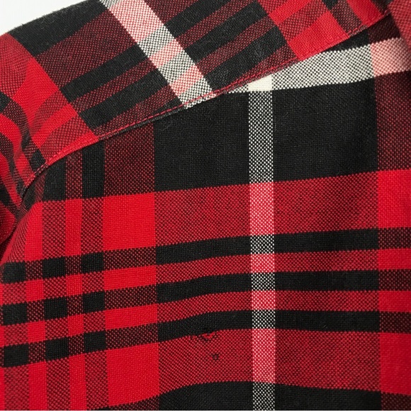 VTG Tommy Hilfiger XL Red Tartan Plaid Long Sleeve Button Up Shirt Crest Logo - Picture 15 of 16